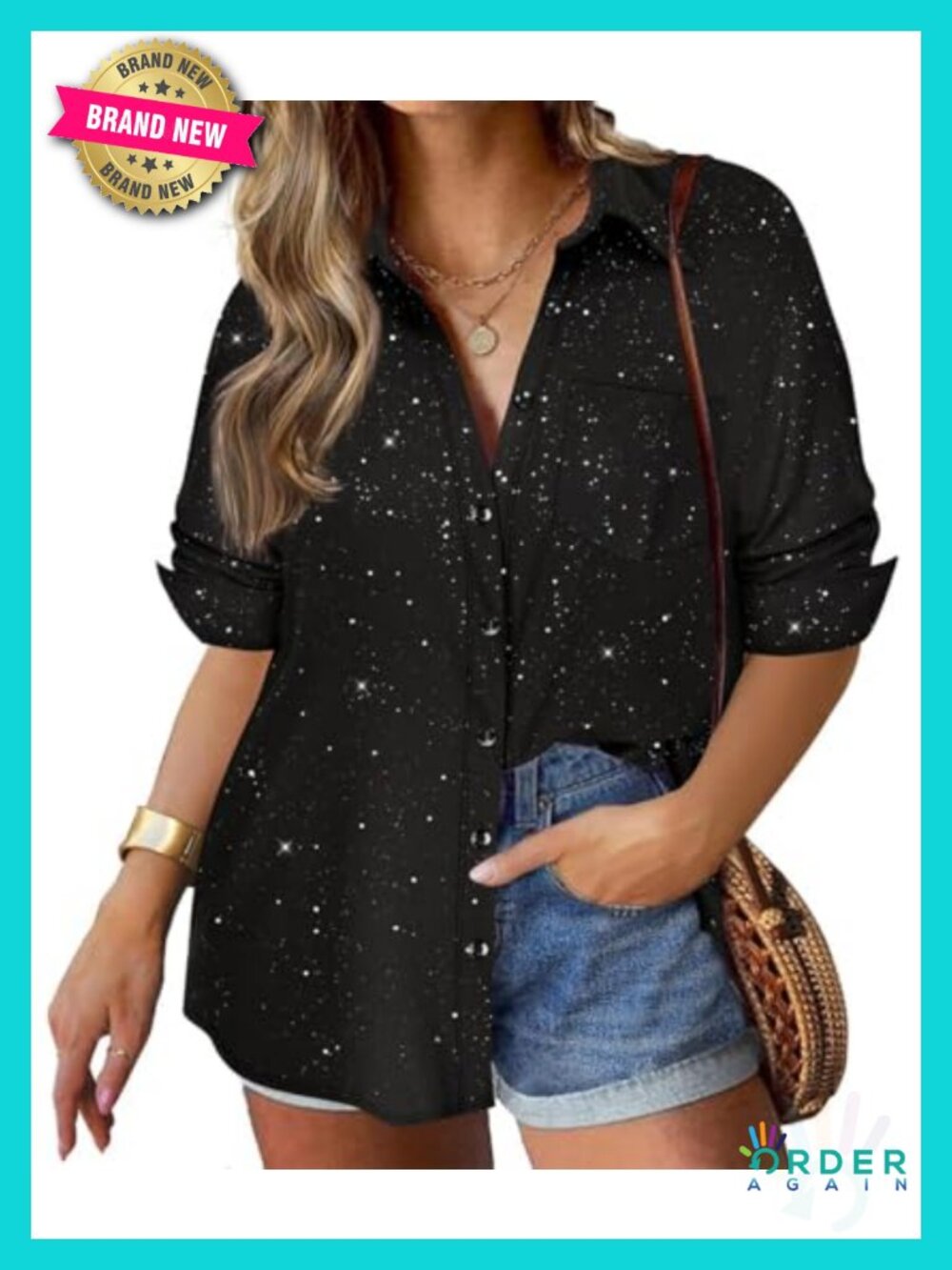 Plus Size Long Sleeve Button Down Shirt Blouse Chiffon